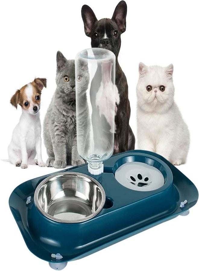 Envop 2 in1 Pet Water and Food Bowl Set Double Dog Cat Bowls with Automatic Gravity Water Dispenser Bottle Detachable Stainless Steel Bowl No-Spill for Cats and Dogs - Image 1
